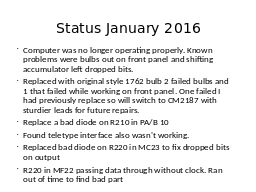 Status January 2016
