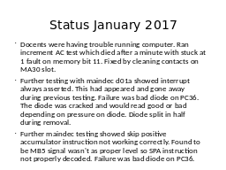 Status January 2017