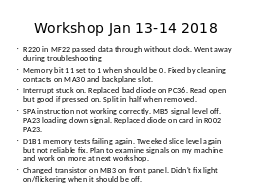 Workshop Jan 13-14 2018