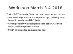 Workshop March 3-4 2018