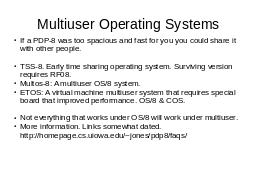 Multiuser Operating Systems