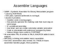 Assembler Languages